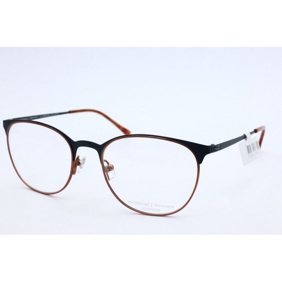 New Prodesign Denmark 3168 c.6621Brown/Black Round Eyeglasses Clear Lenses 51mm